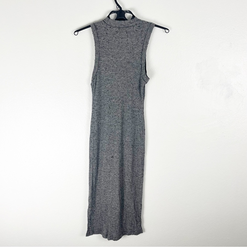 MADEWELL Gray Textured Wool Blend Mock Neck Side Splits Midi Dress, Size Medium - Picture 2 of 8